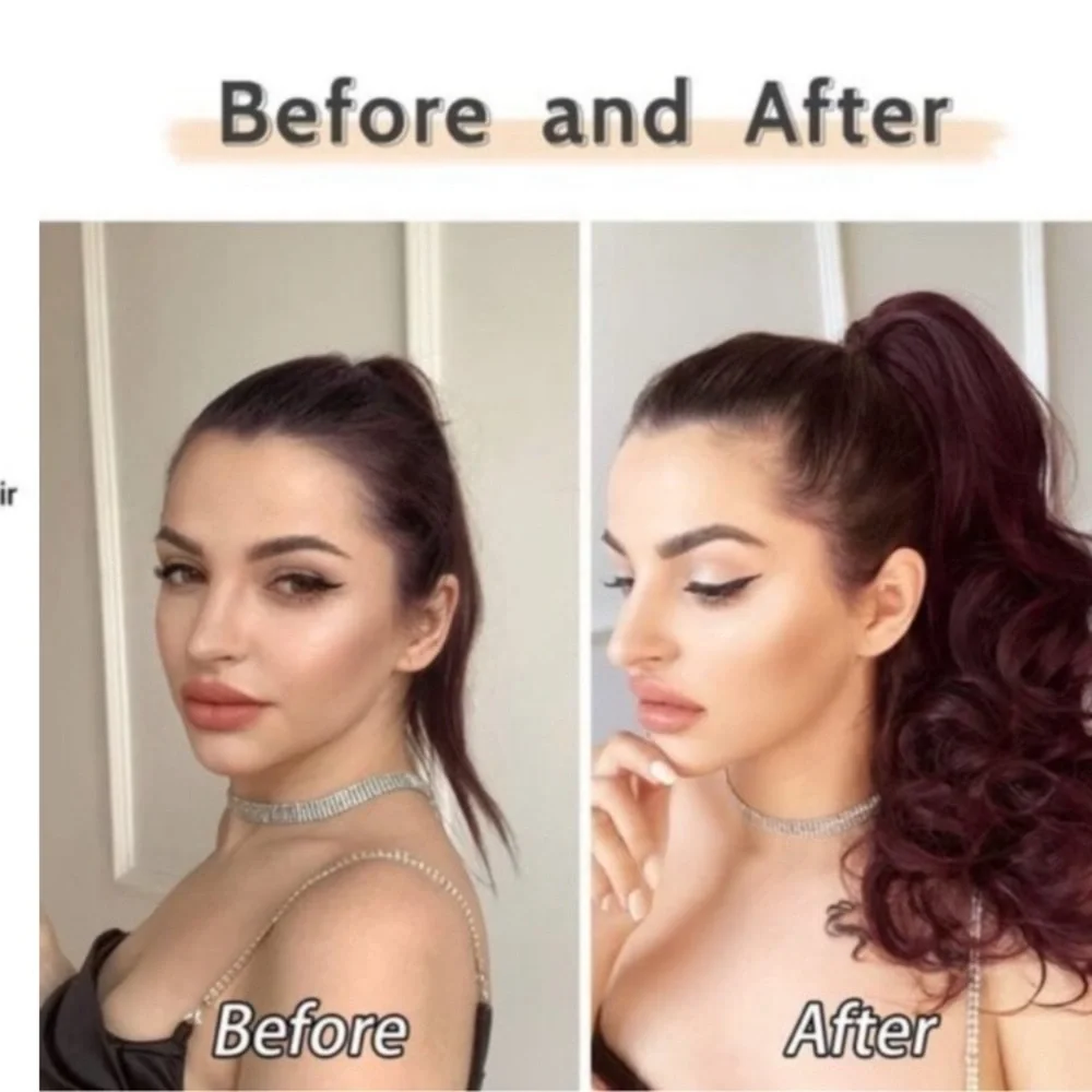 PONYTAIL Extension Claw Hair Extensions Wine Red